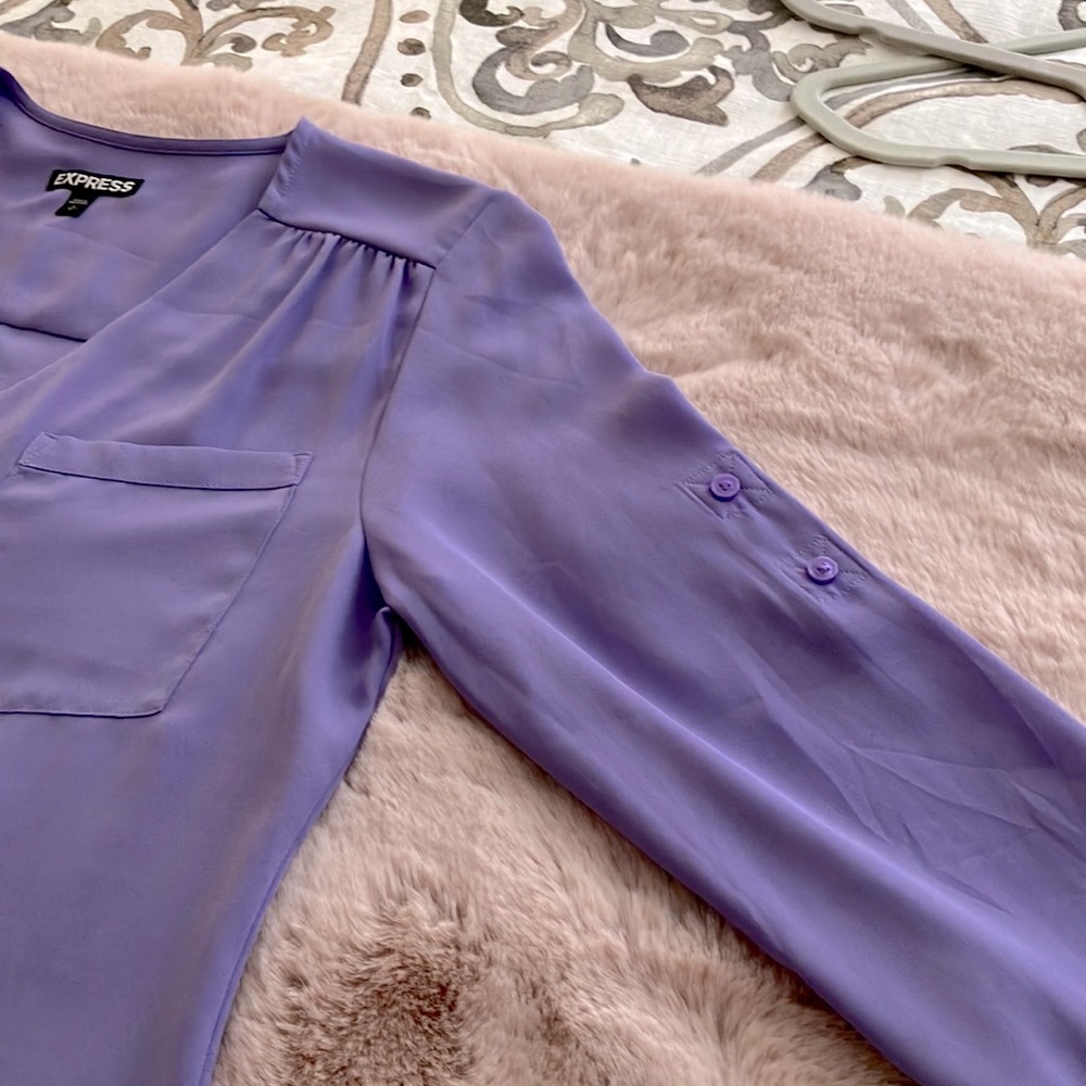 NWOT EXPRESS LILAC-LAVANDER SHIRT SIZE SP SMALL PETITE) - Picture 6 of 10